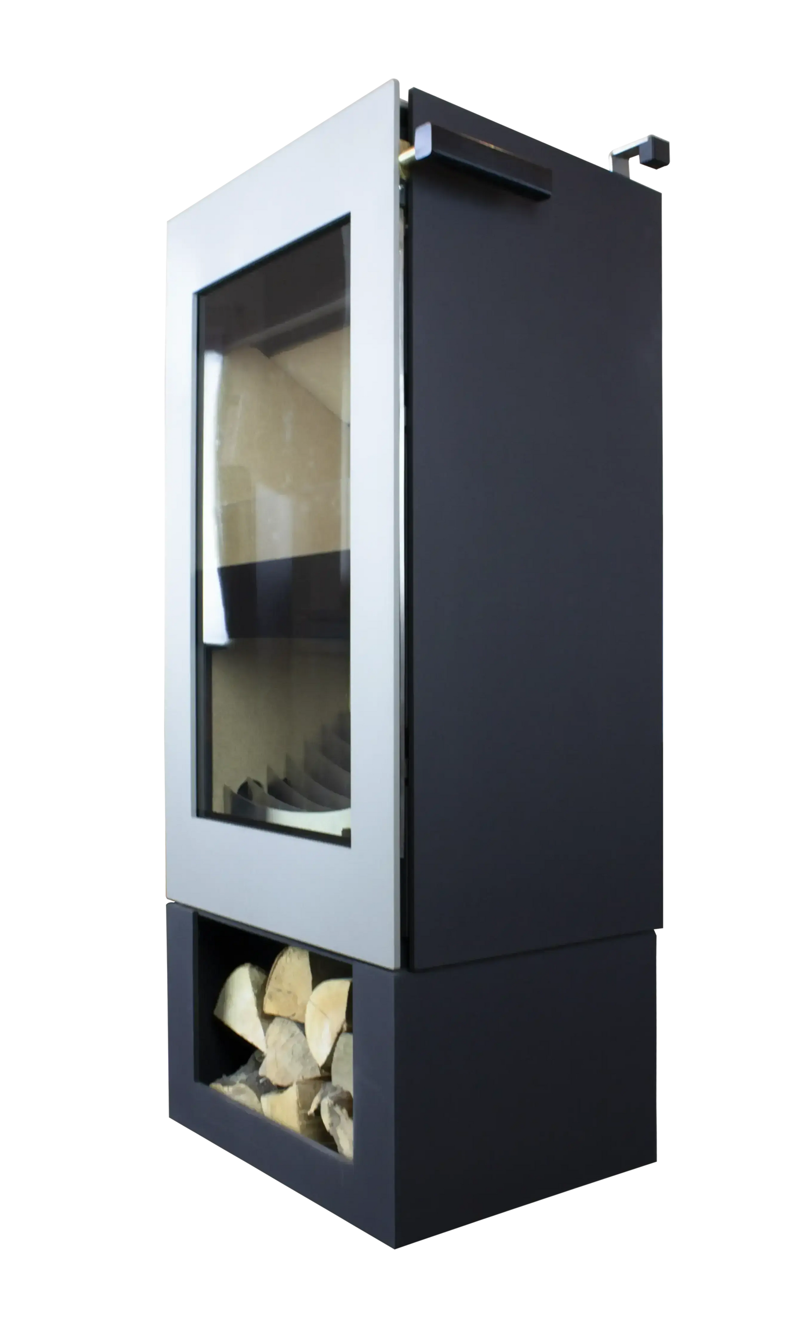 Xeoos Natur/Basic x5 houtkachel met witte deur en houtopslag