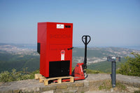 Biodom 21 LX op pallet met hefinstallatie buiten op bergplatform