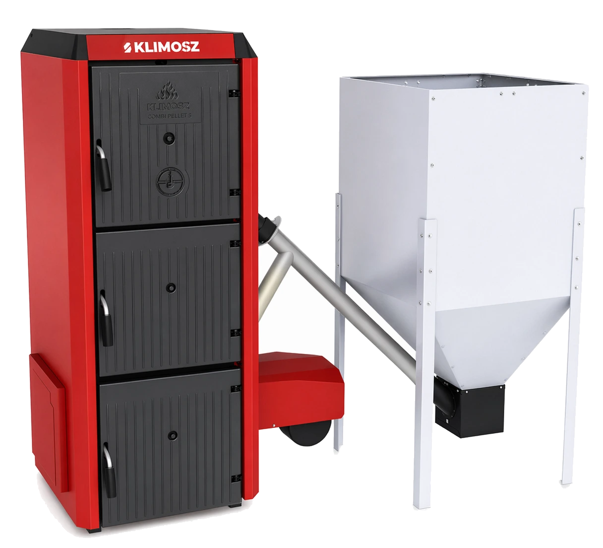 Klimosz Combi Pellet S30 met pelletreservoir en aansluitbuis