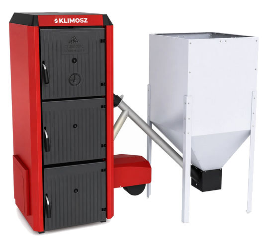 Klimosz Combi Pellet S30 met pelletreservoir en aansluitbuis
