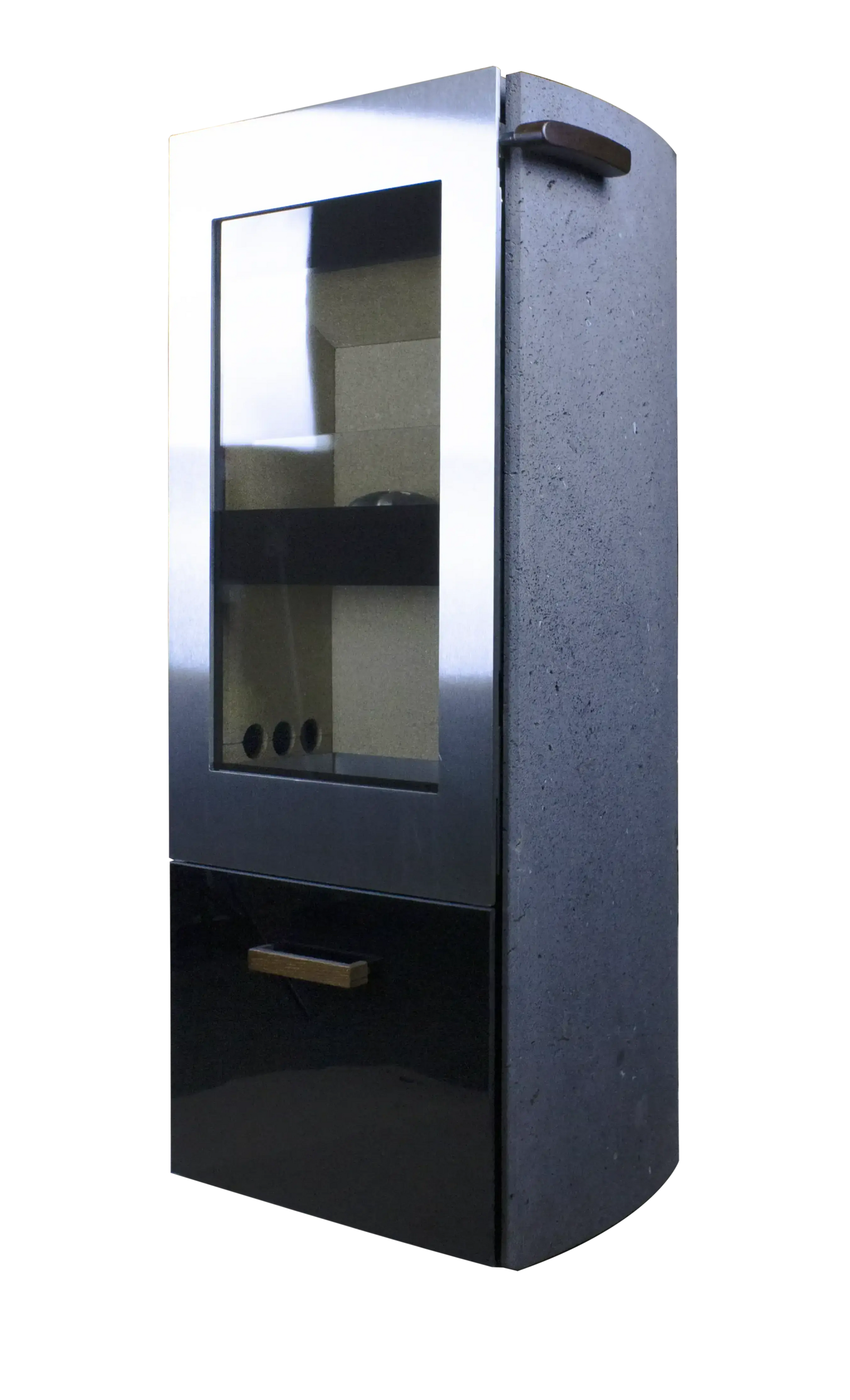 Xeoos Classic x8 houtkachel met glazen deur en grijze zijpanelen