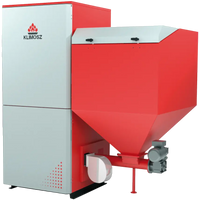 Klimosz Duo Industrial NG 150 Retort ketel met rode bunker op witte achtergrond