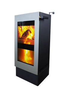 Xeoos Basic Eco Green x5 kachel met zichtbare vlammen op zwarte achtergrond