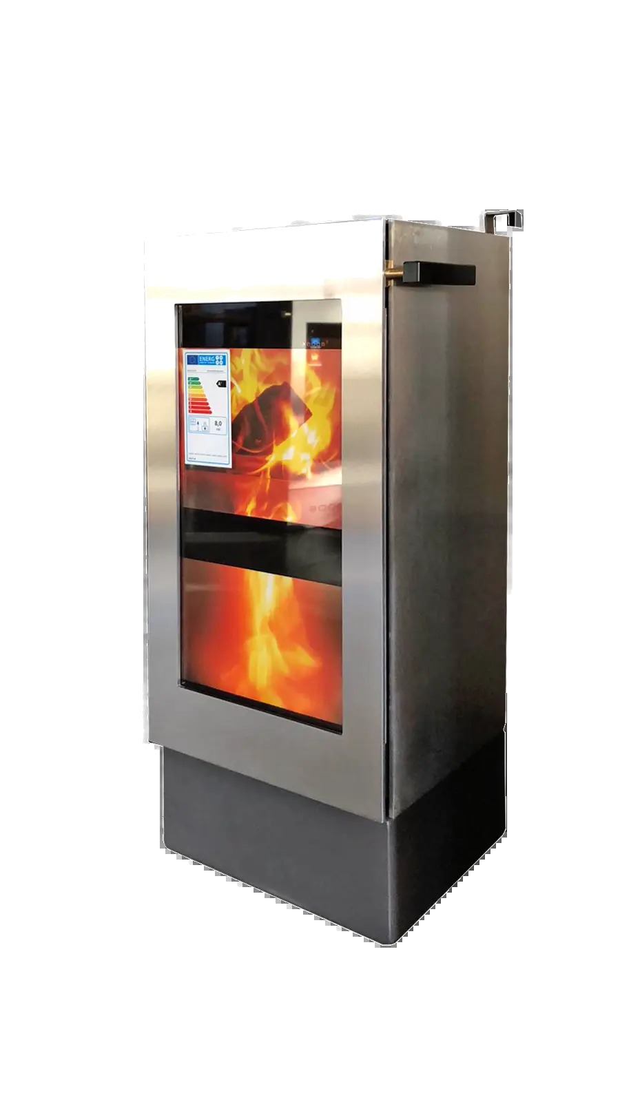 Xeoos Basic Eco Green x5 kachel met metalen behuizing en zichtbare vlammen