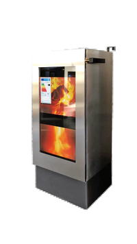Xeoos Basic Eco Green x5 kachel met metalen behuizing en zichtbare vlammen