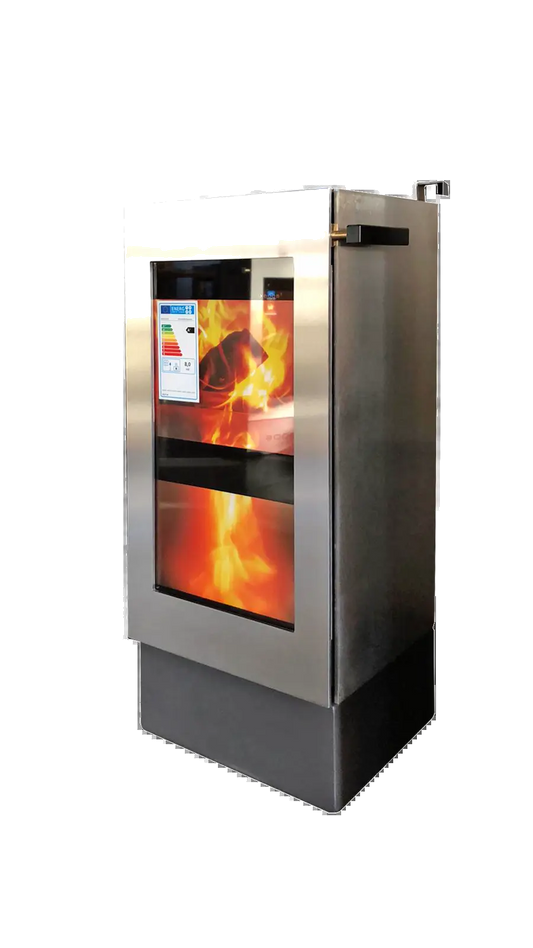 Xeoos Basic Eco Green x5 kachel met metalen behuizing en zichtbare vlammen