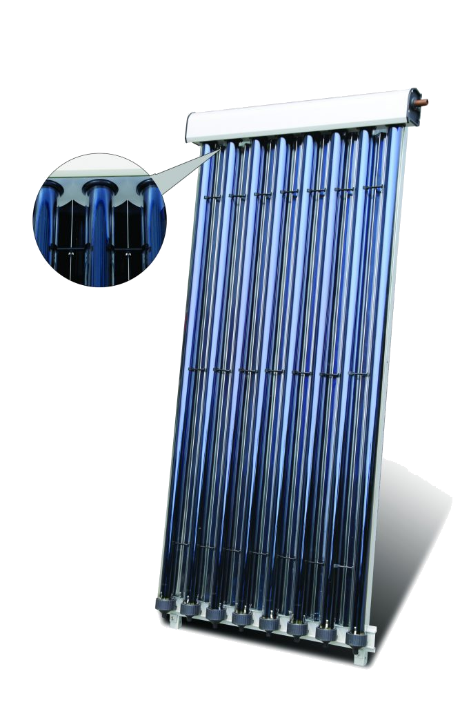 Eco4you CPC-HP buiscollector met blauwe vacuümbuizen op witte achtergrond