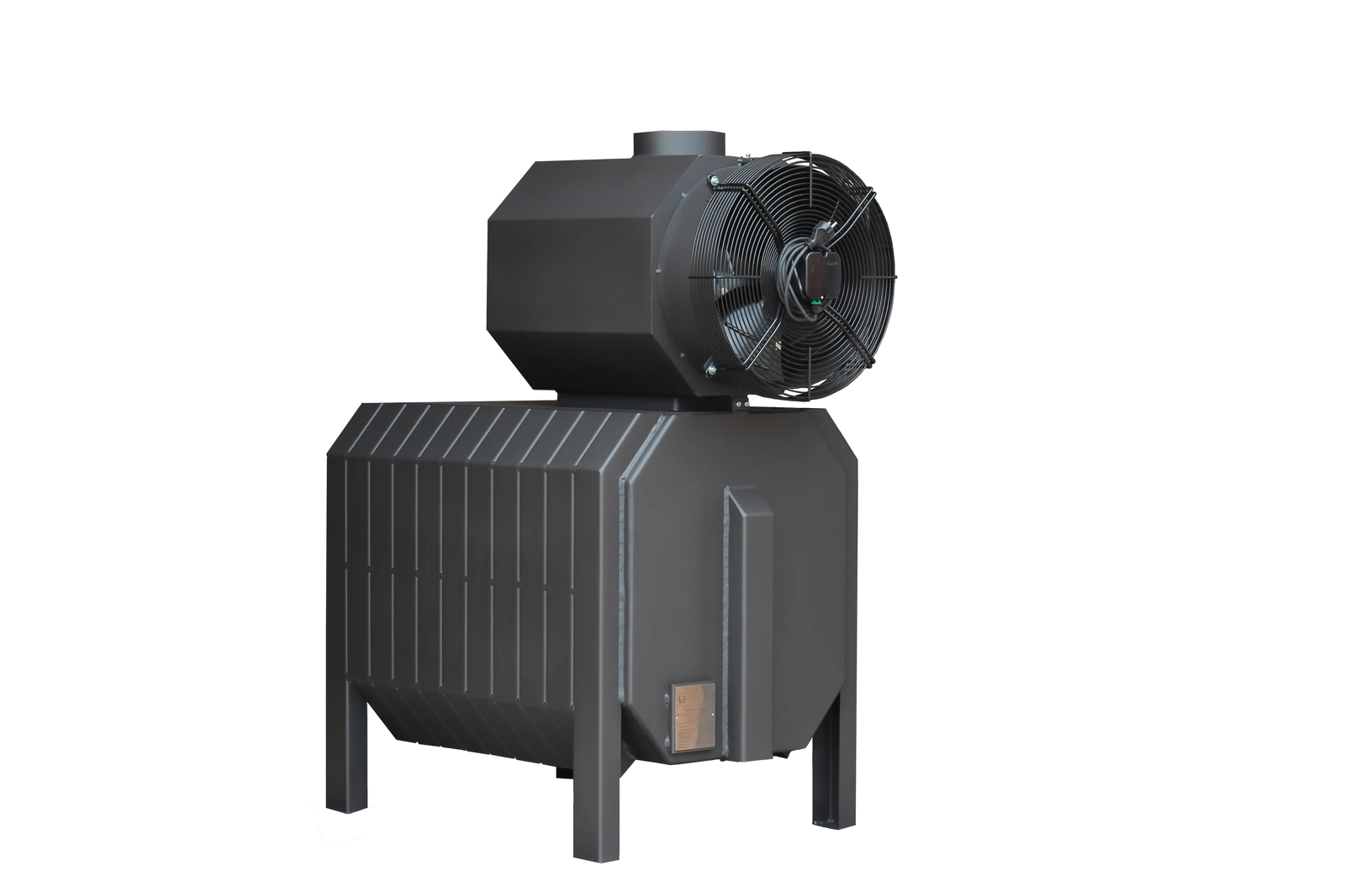 LS Kamna Falco Eco zwarte kachel met ventilator op witte achtergrond