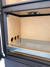 Xeoos Patagonia x5 binnenzijde met zandkleurige bekleding en metalen branderplaat