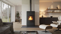 HS Flamingo Aquaflam 17 in moderne woonkamer met brandend vuur