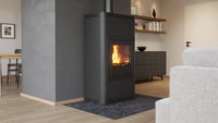 HS Flamingo Aquaflam 17 in moderne woonkamer met brandend vuur