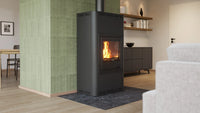 HS Flamingo Aquaflam 17 in moderne woonkamer met brandend zichtvenster