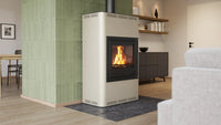 HS Flamingo Aquaflam 25 in moderne woonkamer met brandend vuur