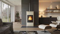 HS Flamingo Aquaflam 12 in moderne woonkamer met brandend vuur
