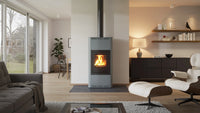 HS Flamingo Aquaflam 7 kachel in moderne woonkamer met brandend vuur