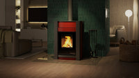 HS Flamingo Aquaflam Vario Kalmar Aqua in stijlvolle woonkamer met brandend vuur
