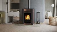 HS Flamingo Aquaflam Vario Kalmar Aqua in moderne woonkamer met brandend vuur