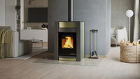 HS Flamingo Aquaflam Vario Kalmar Aqua in moderne woonkamer met brandend vuur