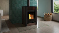 HS Flamingo Aquaflam Vario Lend Air kachel in moderne woonkamer met brandend vuur
