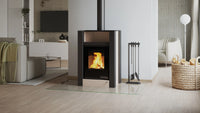HS Flamingo Aquaflam Vario Lend Air kachel in moderne woonkamer met brandend vuur