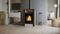 HS Flamingo Aquaflam Vario Lend Air kachel in moderne woonkamer met brandend vuur