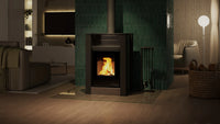 HS Flamingo Aquaflam Vario Lend Aqua in moderne woonkamer met brandend vuur