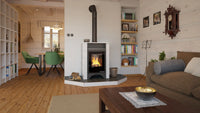 HS Flamingo Aquaflam Vario Peru Air in woonkamer met brandend vuur