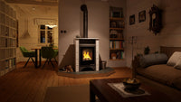 HS Flamingo Aquaflam Vario Peru Air in woonkamer met brandend vuur
