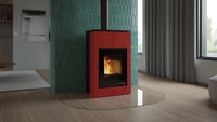 HS Flamingo Aquaflam Vario Saporo Aqua rode kachel in woonkamer