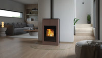 HS Flamingo Aquaflam Vario Saporo Aqua in moderne woonkamer met brandend vuur