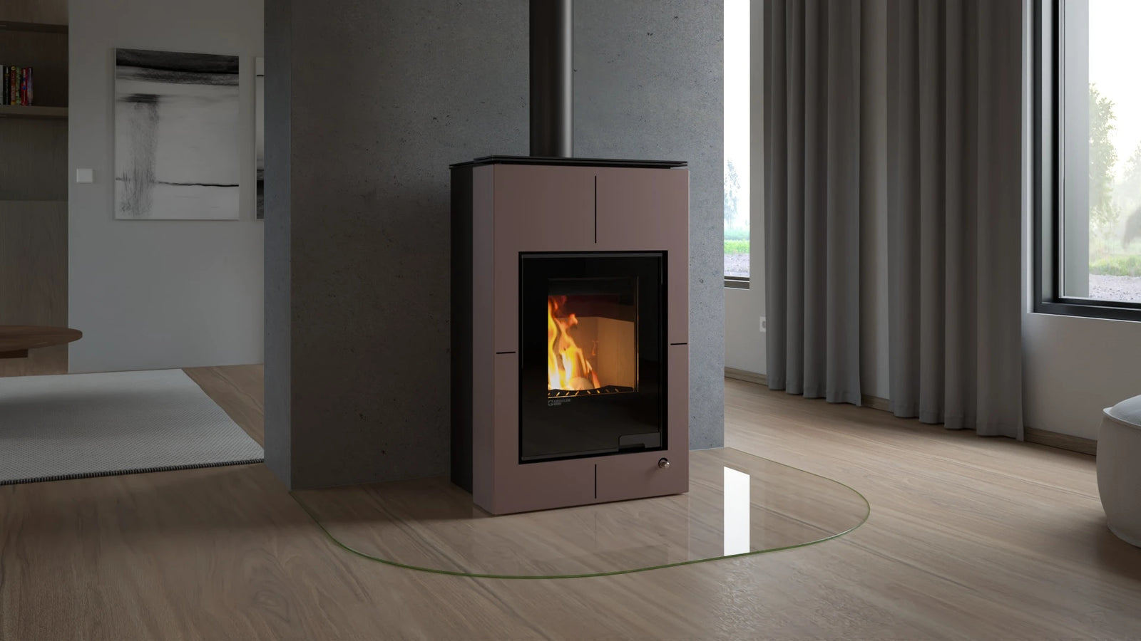 HS Flamingo Aquaflam Vario Saporo Aqua kachel in moderne woonkamer
