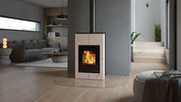 HS Flamingo Aquaflam Vario Saporo Air in moderne woonkamer met brandend vuur