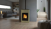 HS Flamingo Aquaflam Vario Saporo Aqua in moderne woonkamer met brandend vuur