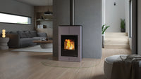 HS Flamingo Aquaflam Vario Saporo Air in moderne woonkamer met brandend vuur