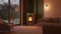 HS Flamingo Masterflamme Grande in moderne woonkamer met brandend vuur