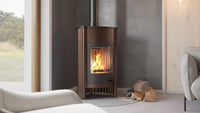 HS Flamingo Masterflamme Grande in moderne woonkamer met brandend vuur