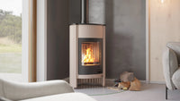 HS Flamingo Masterflamme Grande in moderne woonkamer met brandend haardvuur