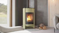 HS Flamingo Masterflamme Grande in moderne woonkamer met brandend vuur