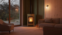 HS Flamingo Masterflamme Grande in moderne woonkamer met brandend vuur