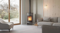 HS Flamingo Masterflamme Grande in moderne woonkamer met brandend vuur