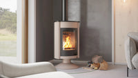 HS Flamingo Masterflamme Medie houtkachel in moderne woonkamer