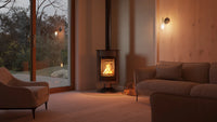 HS Flamingo Masterflamme Medie houtkachel in moderne woonkamer