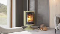HS Flamingo Masterflamme Piccolo houtkachel in moderne woonkamer