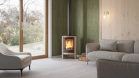 HS Flamingo Masterflamme Piccolo houtkachel in moderne woonkamer