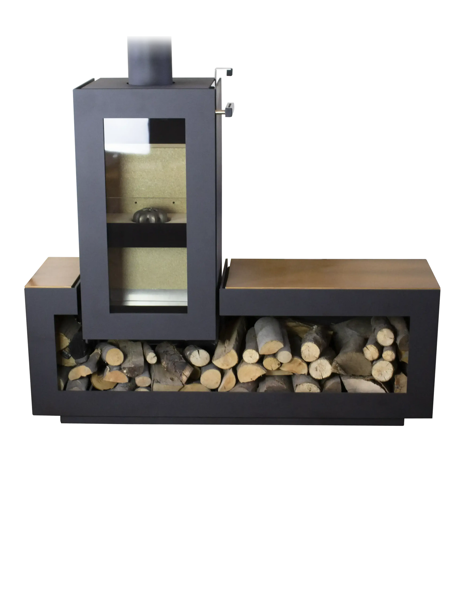 Xeoos Matten x8 houtkachel met open houtopslag