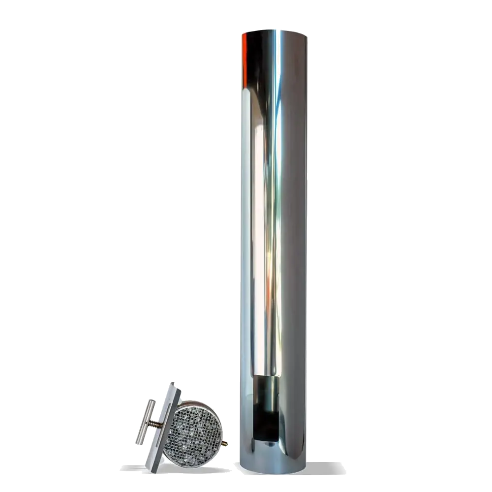 ABCAT Houtrookfilter met cilindervormige metalen behuizing en rooster