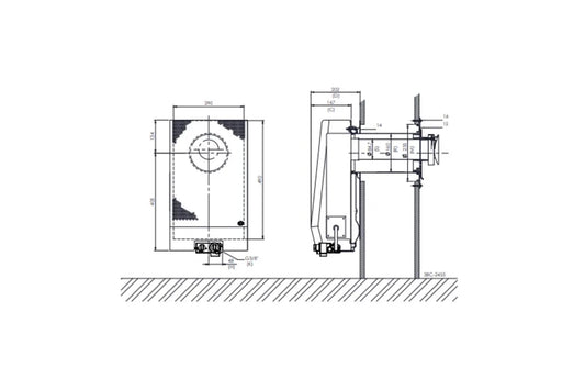 DRU Art 2 gevelkachel technische tekening met voor- en zijaanzicht, inclusief maten