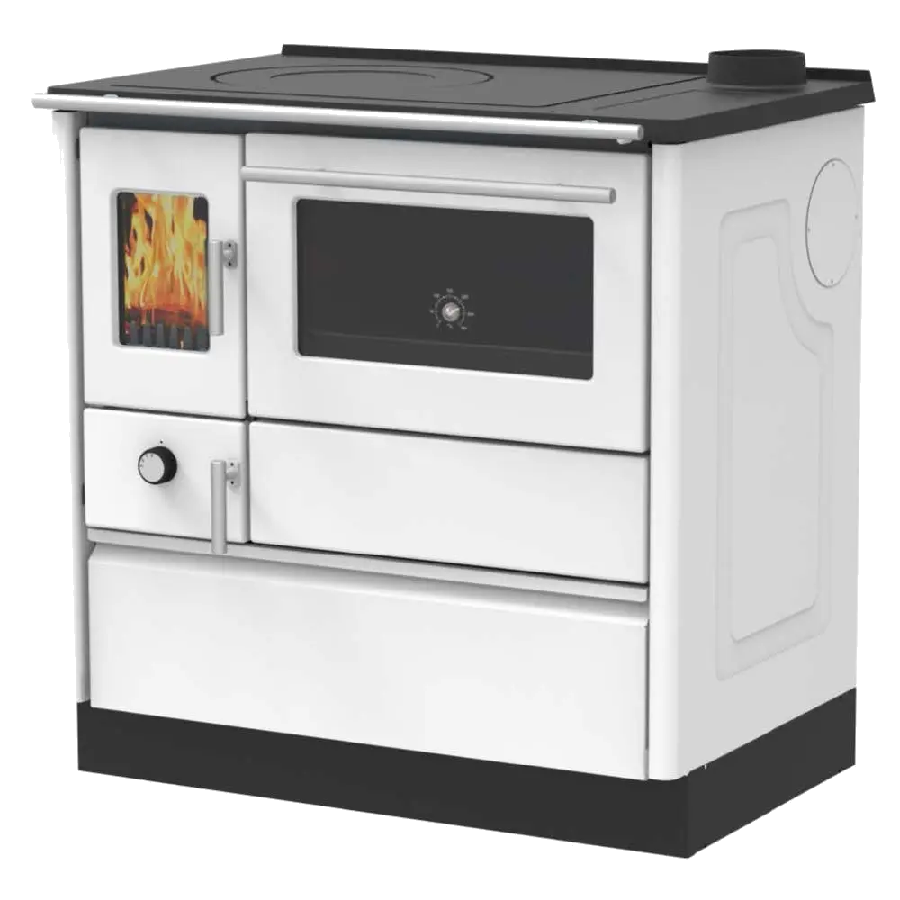 Alfa Plam Alfa 85 G vrijstaande kookkachel met oven, wit en zwart