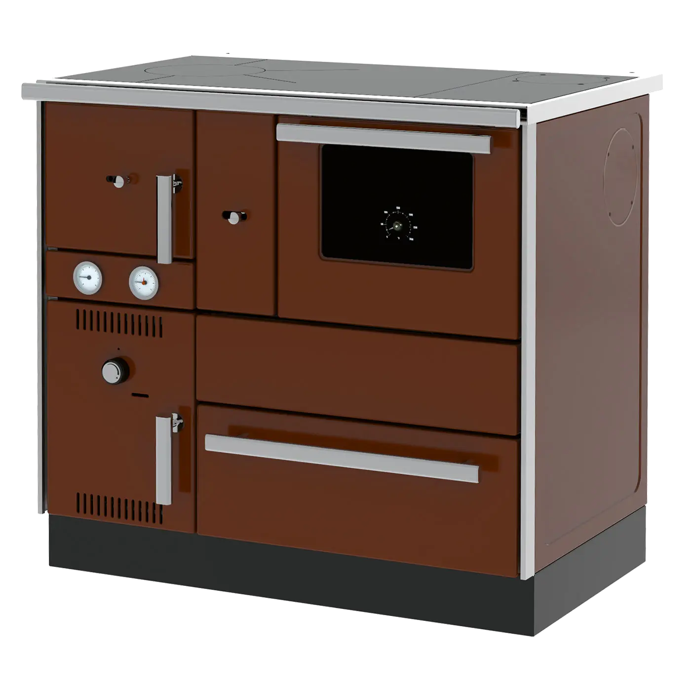 Alfa Plam Alfa Term 27 bruine fornuis-kachel met oven en twee meters