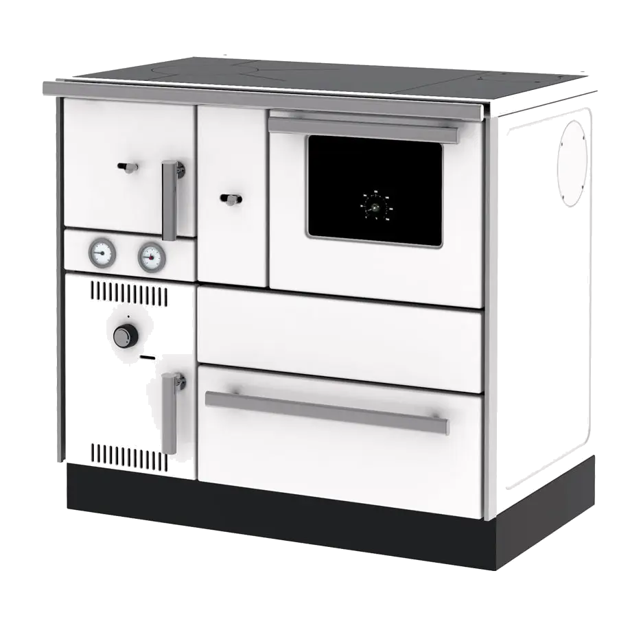 Alfa Plam Alfa Term 27 witte kookkachel met oven en metalen handgrepen